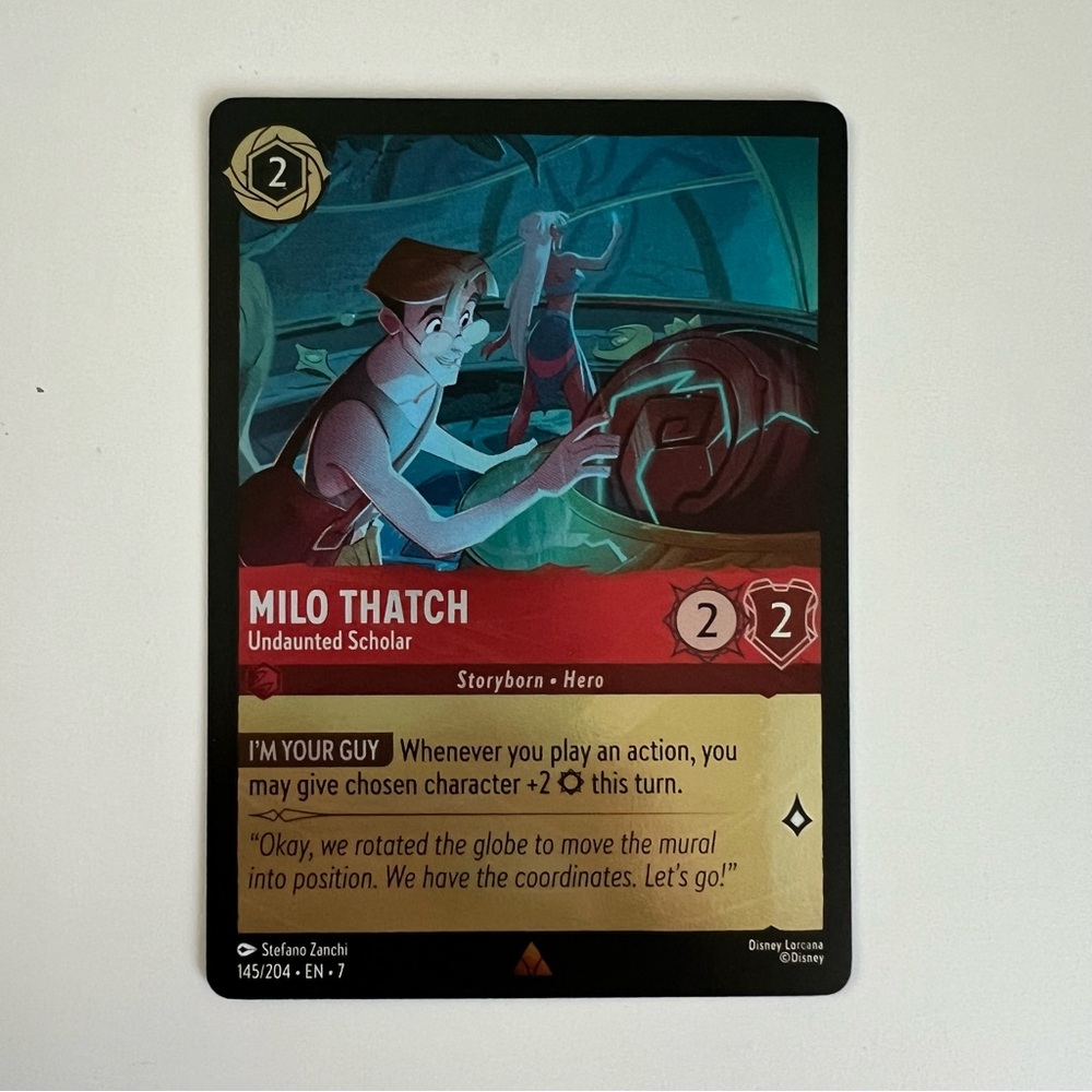 FOIL Milo Thatch Scholar Rare Lorcana Trading Card Game Archazias Island